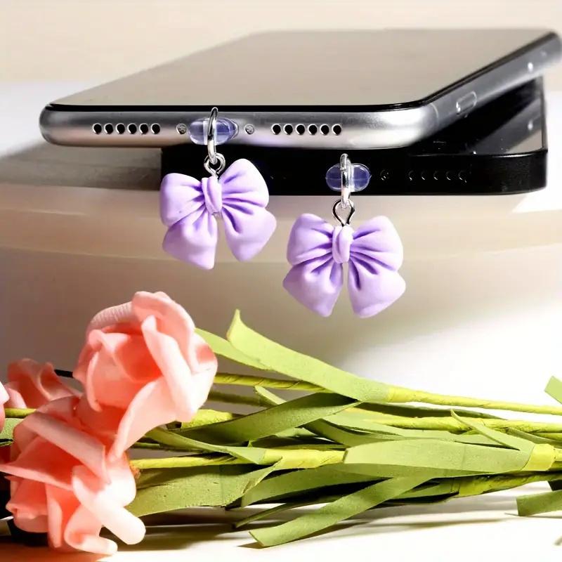 1 Stück Silikon-Staubschutzstecker mit Schleifen-Anhänger für iPhone, Typ-C-Anschlüsse - Schützendes Telefonzubehör