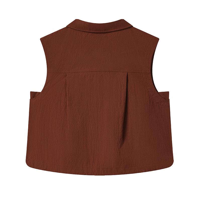 Fila Heritage Fashion Casual Versatile Lightweight Work Style Collar Woven Vest Women Vests F11W538704FBN