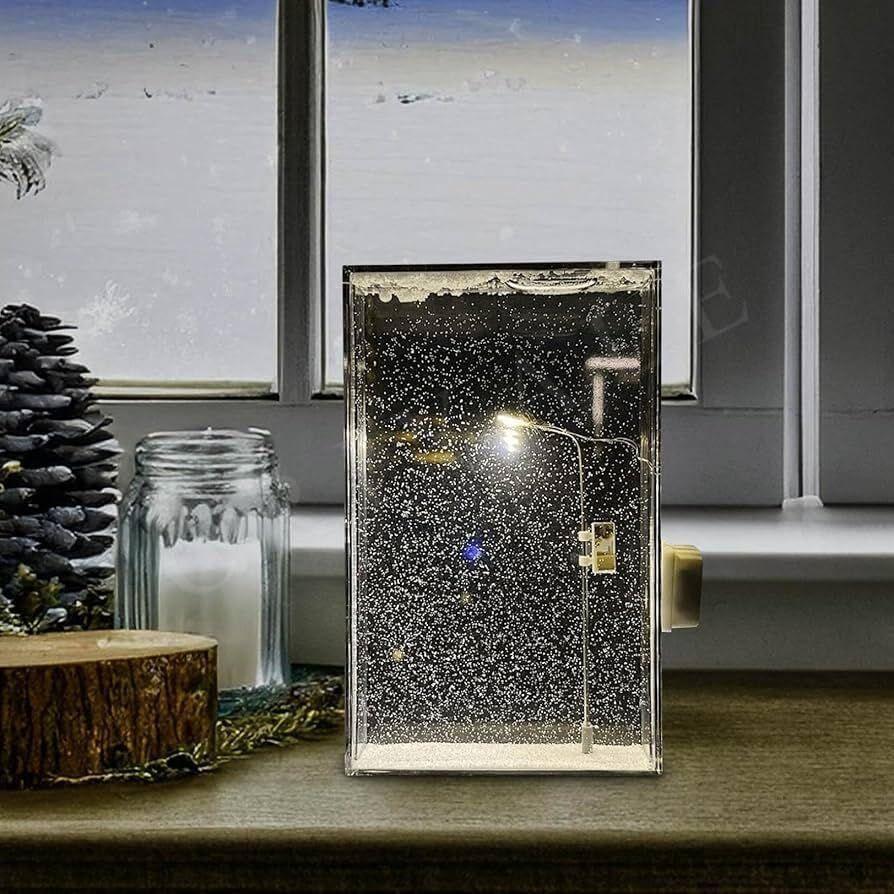 Lampă cu zăpadă cu lampă stradală Lampă de zăpadă – Lampă de noapte cu peisaj de zăpadă făcută manual pentru decor de Crăciun, cadouri de ziua de naștere și distracție în familie