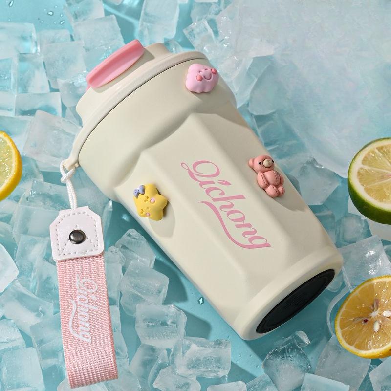 Neue Thermosbecher aus 316er Edelstahl für männliche und weibliche Studenten, niedlicher Kaffeebecher mit hohem Aussehen und praktischem Seil, Wasserbecher