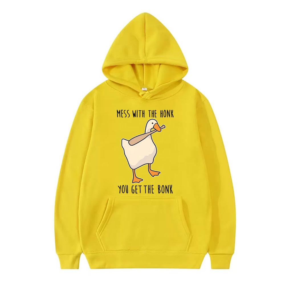 Leg dich mit dem Hupen an, du bekommst den Knüppel Gans Ente Lustiges Meme Hoodie Damenmode Pullover Langärmlig Lässige Sweatshirts Tops