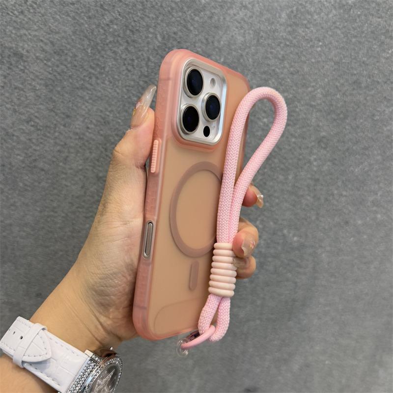 

Luxury Slim Mat for Magsafe Case for iPhone 13 11 12 14 15 16 17 Pro Max Plus Tire Pattern Bumper Shockproof Wrist Strap Cover For iPhone 12 Pro