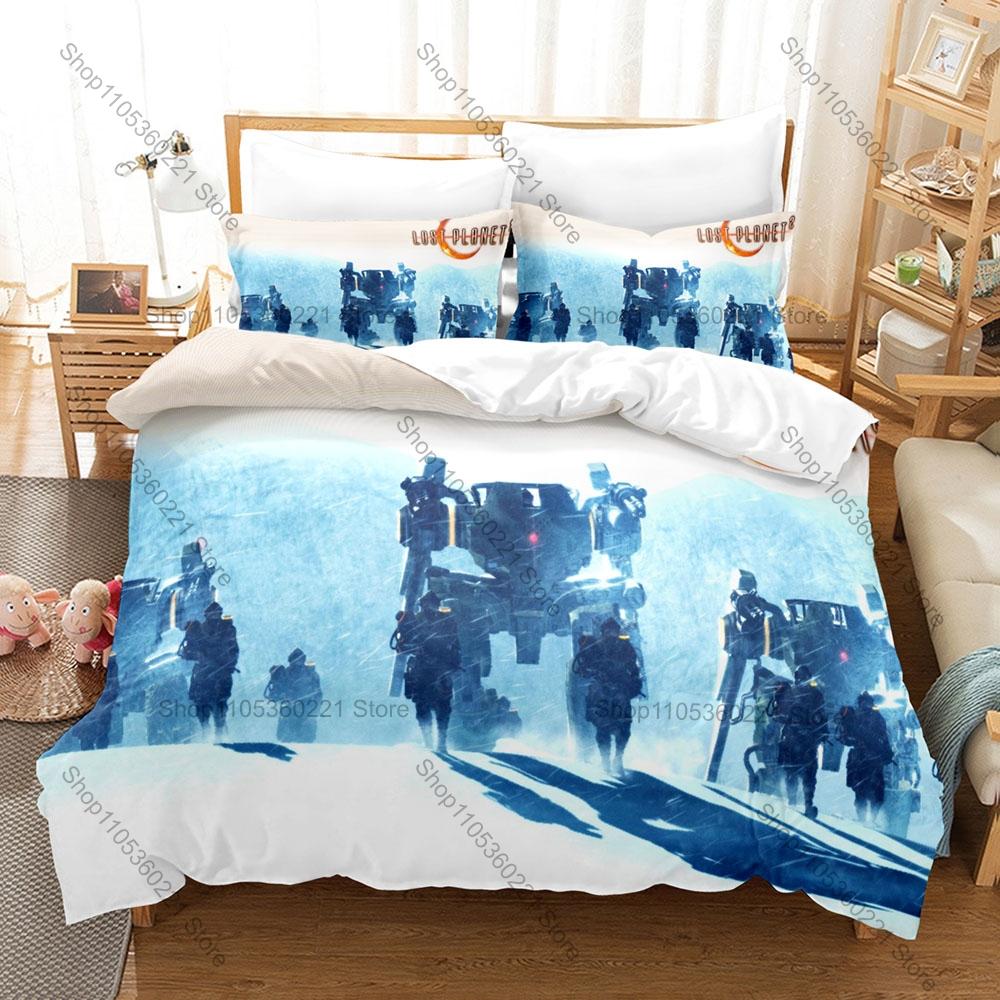 Capcom Sci-Fi Shooter Lost Planet Extreme Condition Akrid Frozen Planet Bedding Set 1 Duvet Cover + 2 Pillowcases HD Print Gamer