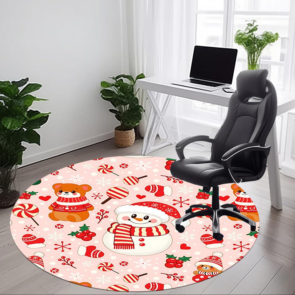 1pc Christmas ornaments Chair Carpet for Office Non Slip, Machine Washable Rug for Office, Room Holiday Decor for Christmas, Birthday Polyester
