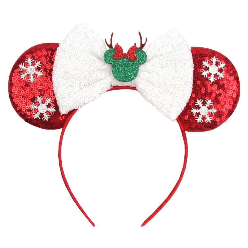 Neues Weihnachts-Mausohren-Stirnband für Mädchen Einheitsgröße Pailletten Schleife Haarband Festival Party DIY Haarschmuck Boutique