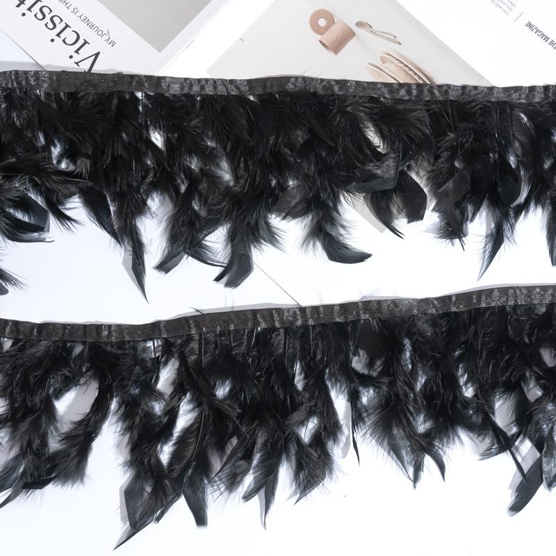 

Long Encrypted Turkey Feather Cloth Strip Fire Piece Cloth Edge Stage Performance Clothing Accessories Skirt Diy Decorative Material 10pcs