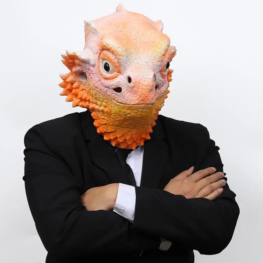 Unique Funny Creepy Cosplay Animal Lizard Head Cover Scary Halloween Mask Full Face Helmet Carnival Christmas Party Costume Prop