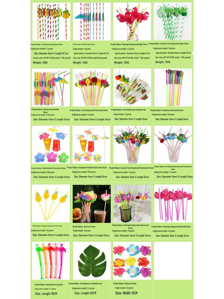 Cross-Border Party Decoration Set: Fireworks, Flags, Hawaiian Straw, Fruit Umbrellas, and 3D Honeycomb Signs