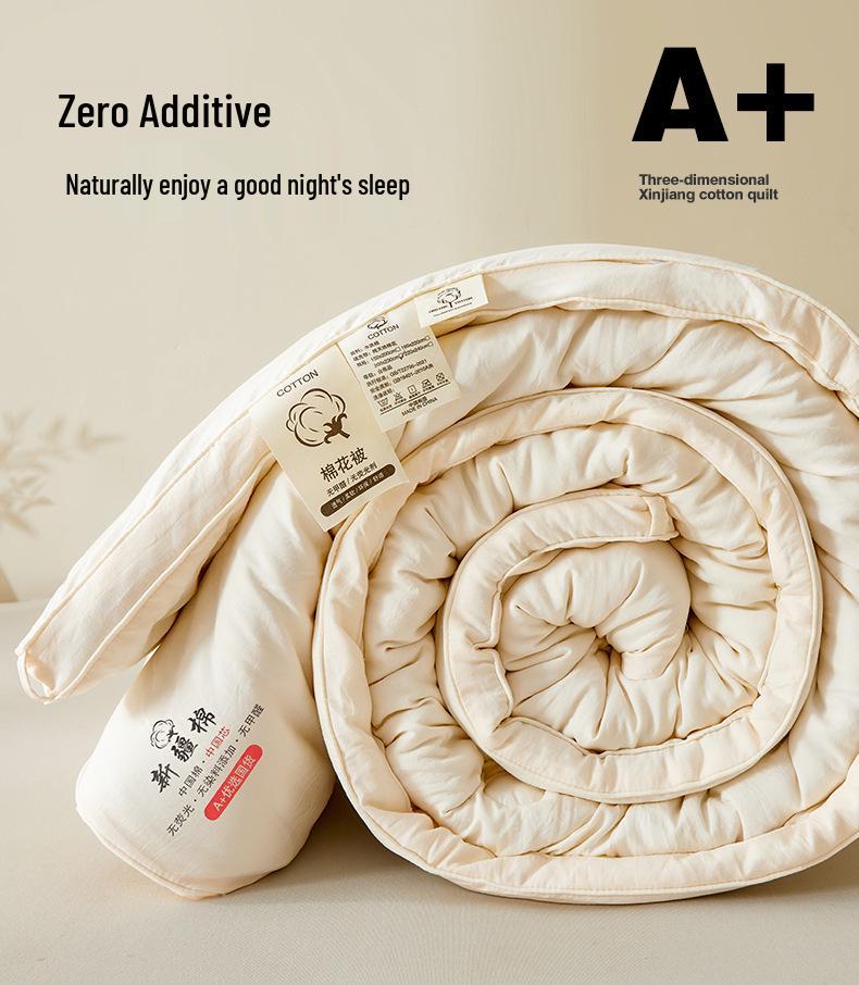 100% Xinjiang Cotton 3D Winter Quilt: Thick, Pure Cotton, All-Season Comfort