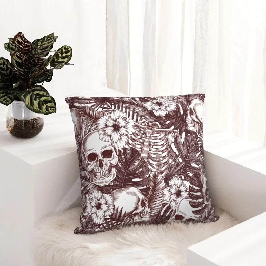 Halloween Tropical Vintage Jungle Skull Pillow Case Cushion Cover Vintage Decor Pillowcase for Car