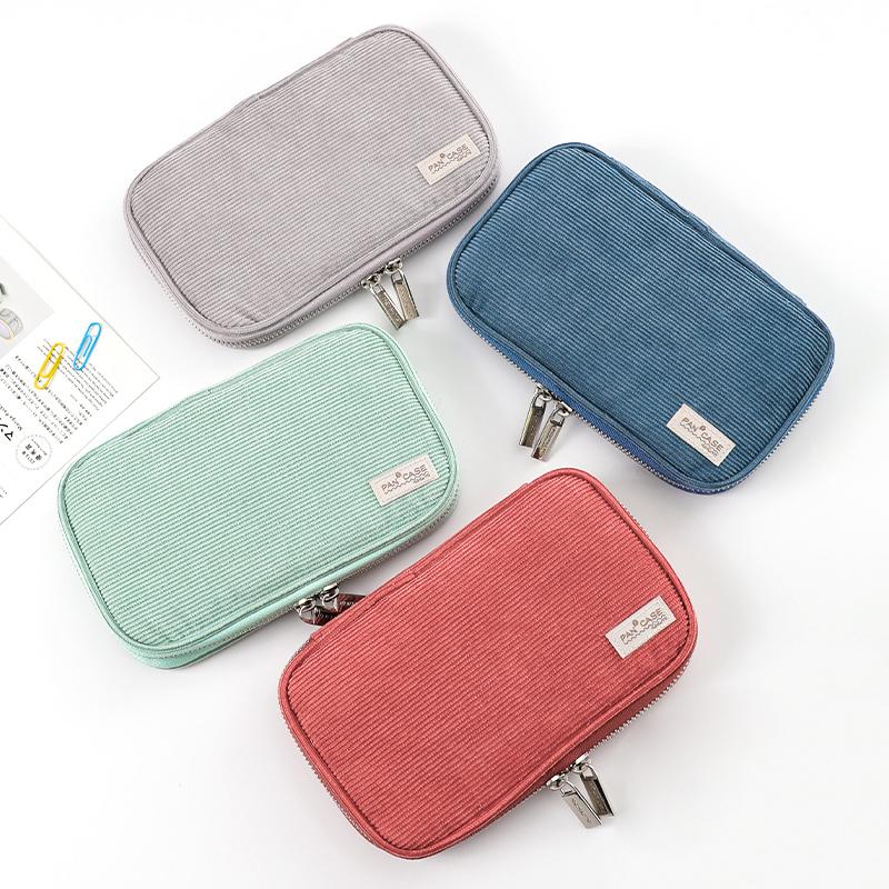 1Pcs Multifunctional Pencil Case Student Plate Tray Box Corduroy Pencil Box Large Capacity Cute Creative Multi Functional Storage Box