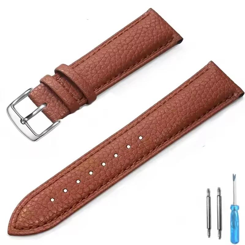 Litchi Pattern Soft Leather Watch Band Bracelet 12mm 14mm 16mm 18mm 20mm 22mm Replacement Wrist Straps Watchbands
