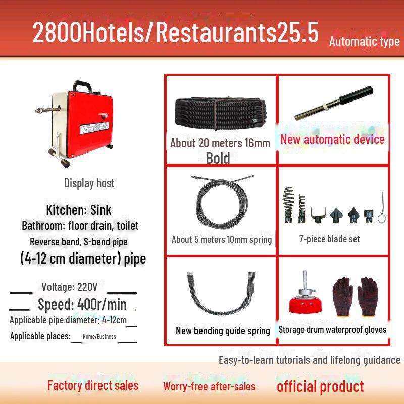 Electric Sewer and Toilet Dredging Machine: Professional Blockage Removal Tool for Kitchen and Bathroom