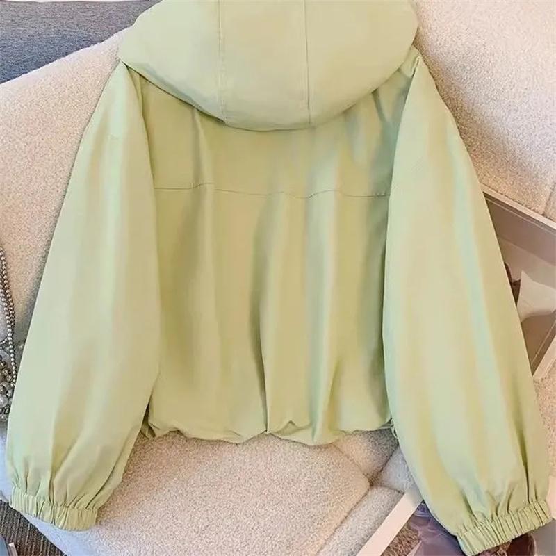 Women's Windbreaker Spring Korean Wild Loose Hooded Fashion Pink Jacket Female Student Windbreaker Coat Lining