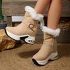 Large Size Thick Bottom Heightened Comfortable Warm Fluffy Boots Autumn and Winter New Metal Buckle Snow Boots Women