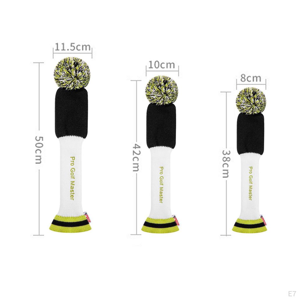 3 Pieces Golf Wood Headcover, Club Thick Wear-Resistant Driver Covers, Breathable