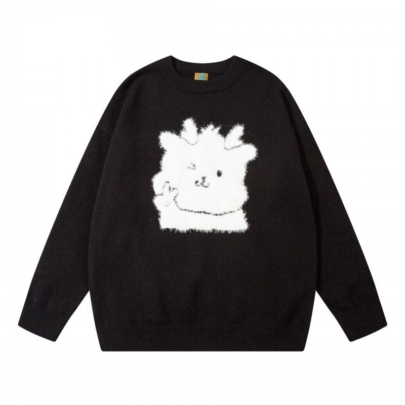 Kids Winter Knit Sweater Boys Girls Red Festive Design Loose Fit Round Neck Acrylic Warm Pullover