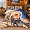 Set de așternuturi cu model Billie Eilish 3 bucăți Cearșaf și fețe de pernă Pentru dormitor interior