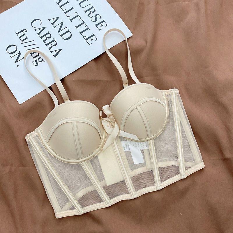 Sexy Women Bras Lace Transparent Backless Long Underwear 3/4 Cup Push Up Bras For Female Inner Tops Adjustable Girls Sexy Lingerie Women's Bras