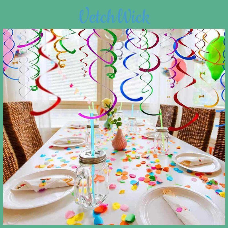 Vibrant 6pcs Multicolor Hanging Spiral Swirls For Stunning Birthday And Wedding Celebrations