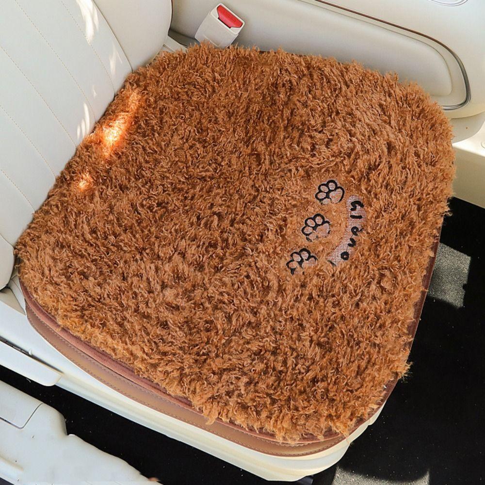 Cartoon Cute Plush Car Seat Cushion Warm Car Backrest Seat Protector Pad  Car Interior Accessories