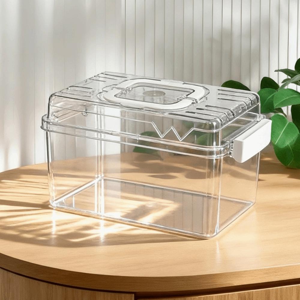 Transparent Hamster Cage Handheld Ventilation Hamster Habitat Buckle Design Durable Small Pet Feeding Box Small Animals