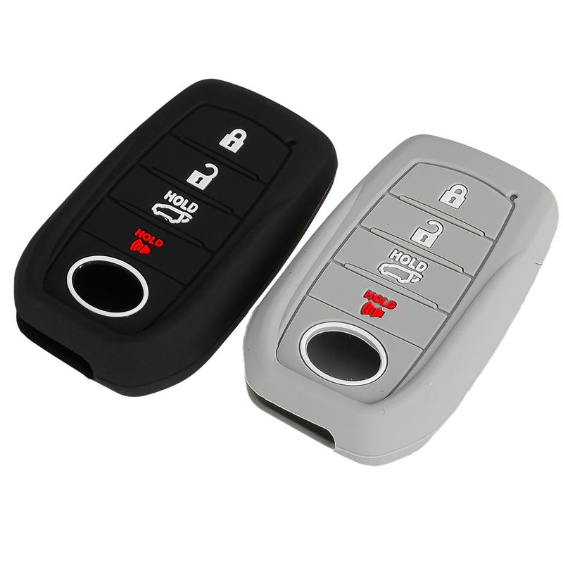 2pcs 4 Buttons Remote Key Cover Fit for Toyota Land Cruiser Venza Grand Highlander Sequoia Corolla Crown Black & Grey