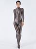 Sexy Women Stain Oil Shiny Elastic Bodysuit Shapping Romper One-Piece Thong Silky Tight Satin Jumpsuits Candy Color Maid Leotard