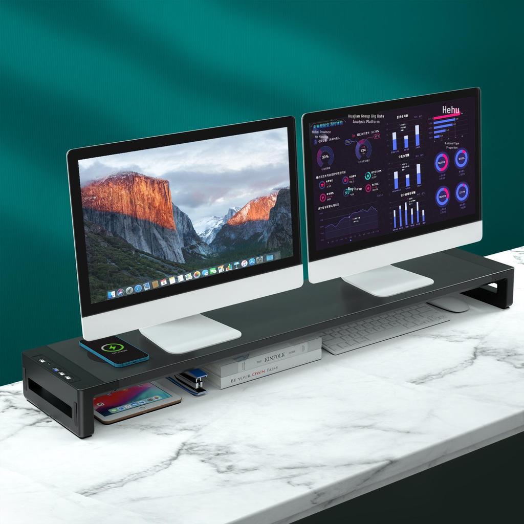 Multifunctional Monitor Riser with USB Ports and LED Lighting