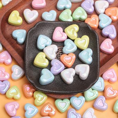 10pcs Fashion Acrylic UV Dazzle Color Concave Love Heart Beads Creative DIY Jewelry Accessories Necklace Earrings Making