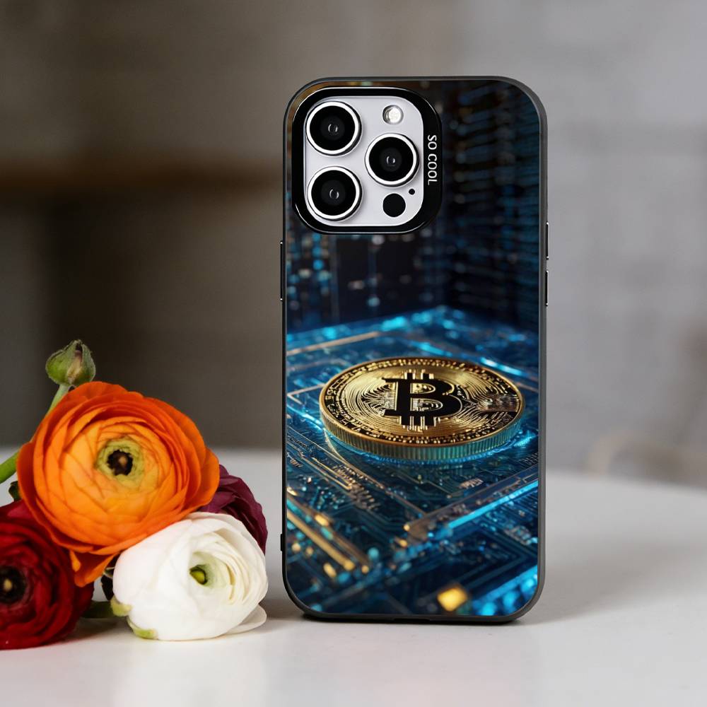 Bitcoin Crypto Phone Case For iPhone 17,16,15,14,13,12,11 Plus,Pro Max,XS,Colorful Silver Phone case Funda Cover