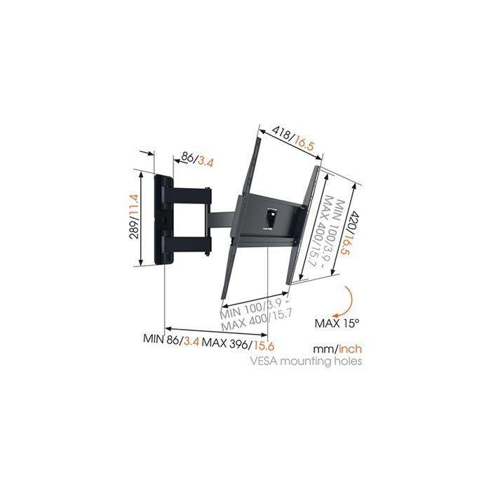 Support Mural TV - Vogel's - Full-Motion - Orientable - 32 À 55 Pouces - Noir
