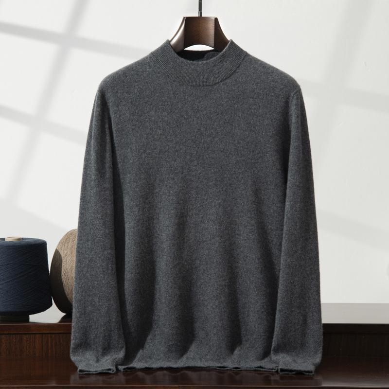 Cashmere shirt semi-turtleneck sweater solid color long-sleeved inner with wool knitting