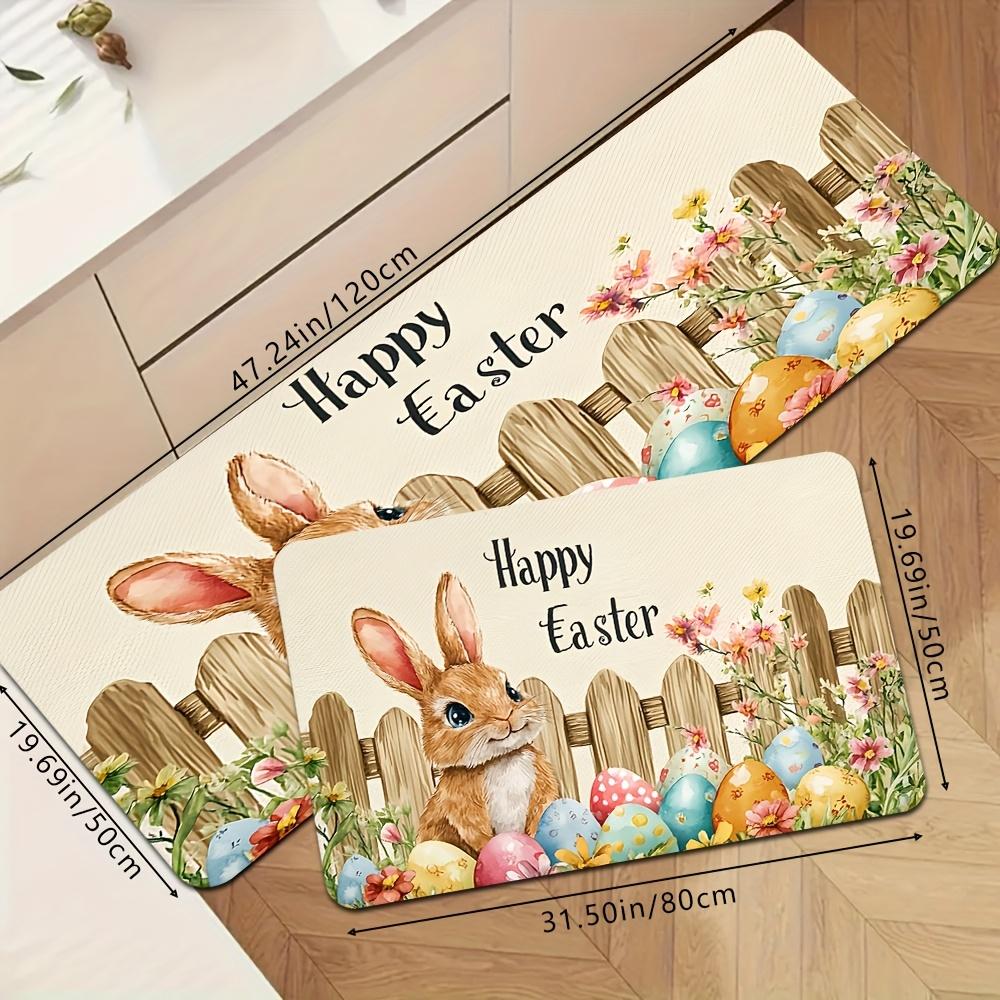 1 sztuka Wodoodporna, antypoślizgowa, grubo amortyzująca mata kuchenna z nadrukiem wielkanocnym, wytrzymała, komfortowa mata do stania do kuchni, łazienki