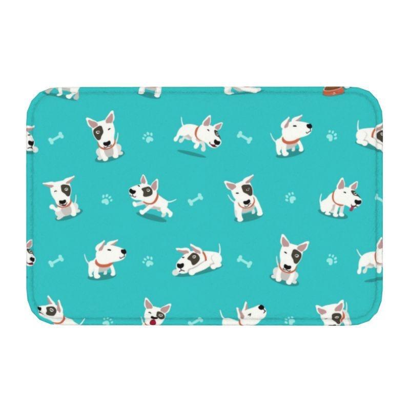 Starry Night Oil Painting Bull Terrier Carpet Mat Anti-Slip Rubber Backing Rug for Pet Lover Home Decoration Artistic Anime Rug