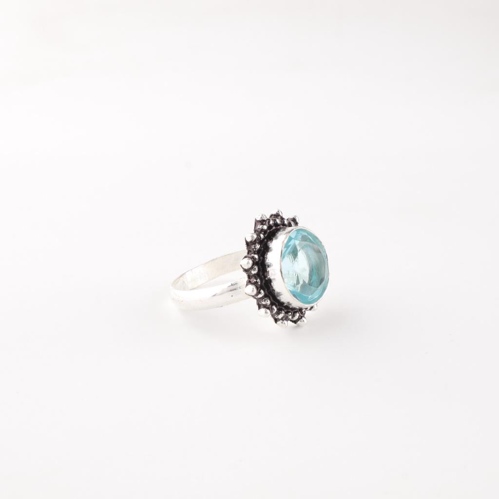 Sky Blue Topaz Gemstone 925 Sterling Silver Jewelry Handmade Ring Birthday Gift RR-7-7