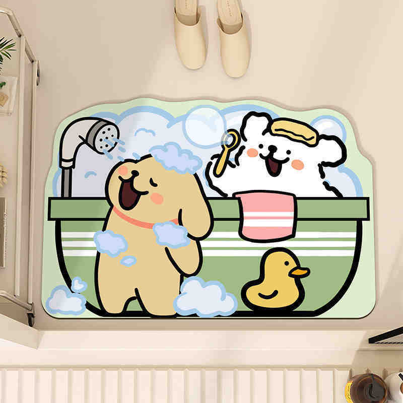 Cartoon Diatom Mud Floor Mat, Anti-Skid Pad At The Door Of The Bathroom, Dirt-Resistant, Wear-Resistant And Easy To Take Care Of, Cartoon Absorbent