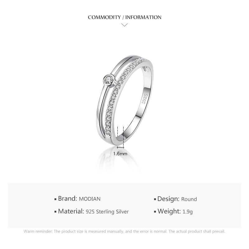 Modian Real 925 Sterling Silver Double Deck Line Fashion Clear CZ Rings For Women Luxury Wedding Jewelry