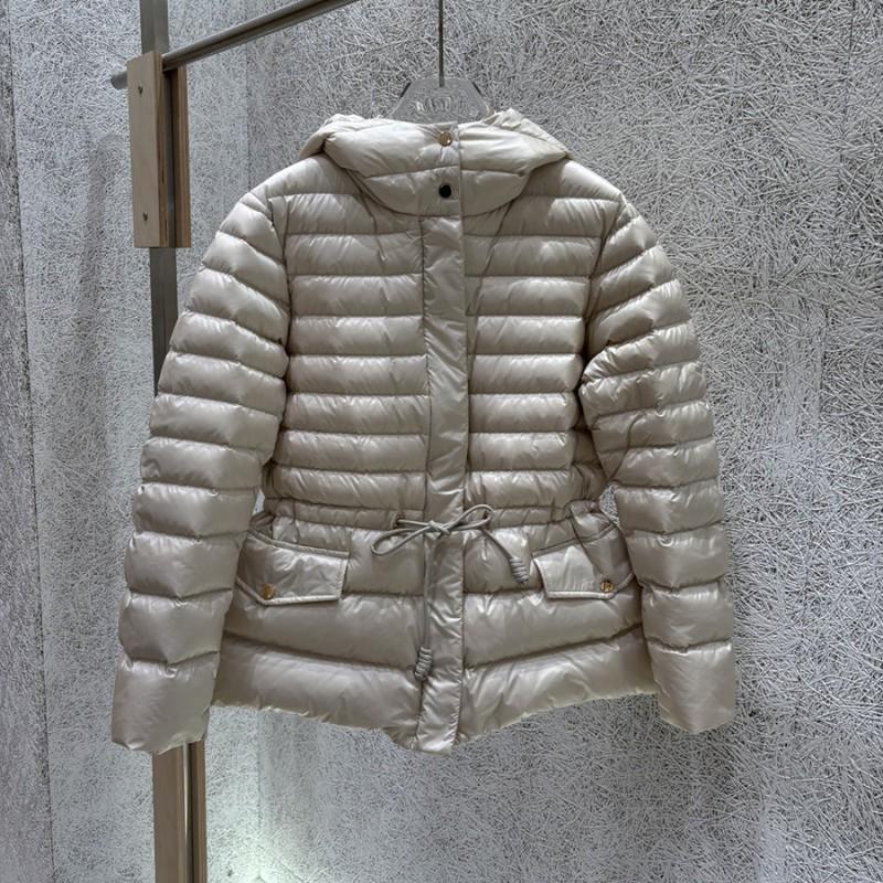 Womens 90% Down Fill Hooded Puffer Jacket With Drawstring Waist Cinch Streetwear Winter Coat