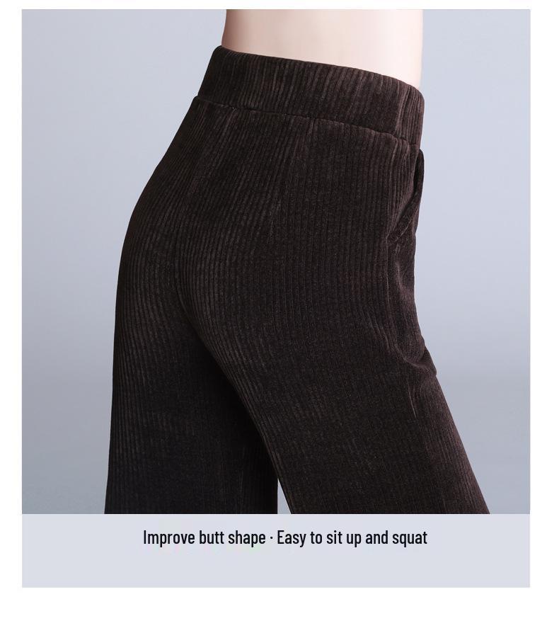 Women's Chenille Wide-Leg Corduroy Pants, Fleece or Non-Fleece, Plus Size, Autumn-Winter Casual Straight-Leg
