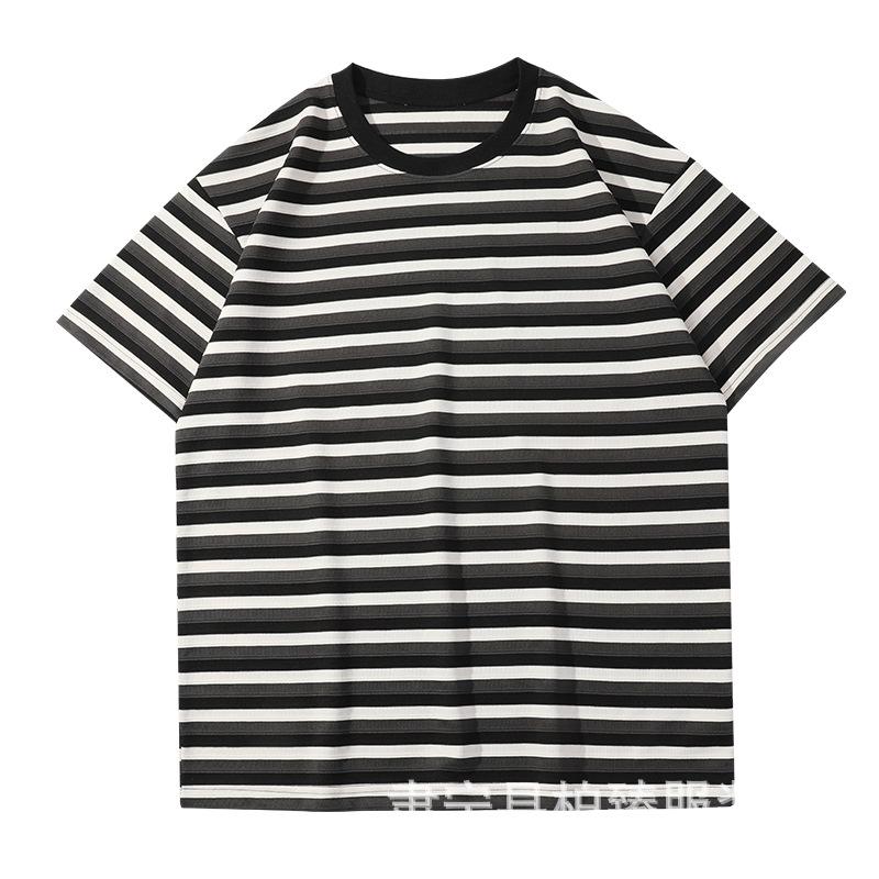 Men s Retro Striped Loose Fit T-Shirt - Summer Couple Style Medium