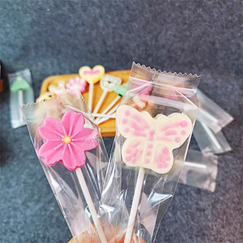 50/100pcs Transparent Frosted Package Handmade Lollipop Packaging Machine Sealing Candy Sugar Bags