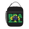 Brazil Flag Text Insulated Lunch Bag for Women Children Portable Food Boxes Thermal Lunch Box Tote