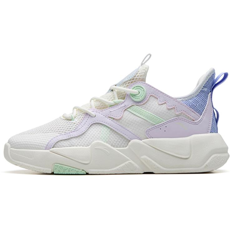 New Anta Life Collection G6 Cushioning Anti Slip And Wear Resistant Low Top Sports Casual Shoes Women's White Purple Blue 122238083-4