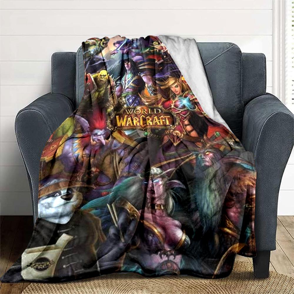 World of Warcraft Print Flannel Blanket High Quality Warm Comfortable Cover for All Seasons Perfect for Gifts Home Decor