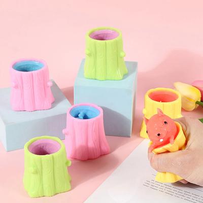 Cute Little Animal Squeeze Cup Evil Venting Toy Funny Tree Stump Pinching Stress Relief Artifact