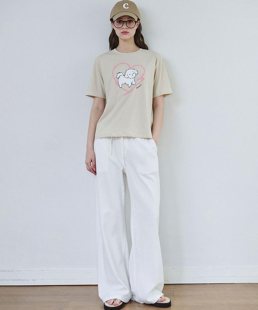 MALOUPE 5220 Puppy Graphic T-Shirt (Beige)