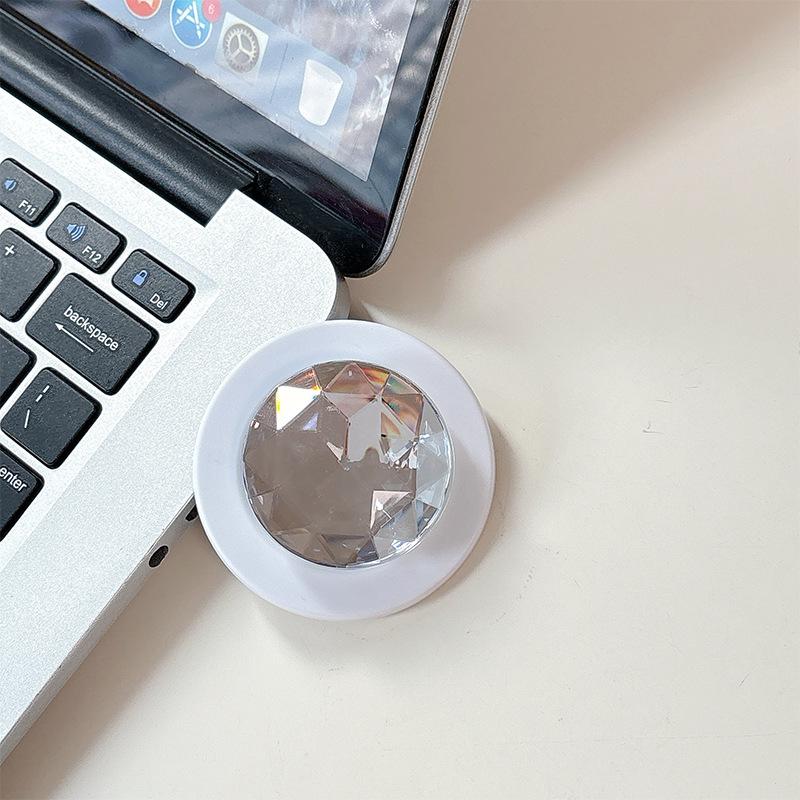 Creative Advanced Sense Diamond Mobile Phone Airbag Bracket Solid Color Magnetic Suction Telescopic Desktop Drama Niche Bracket