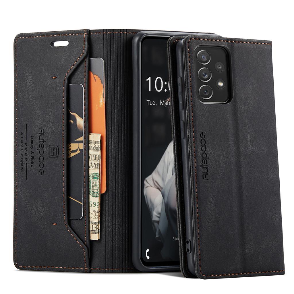 Premium Vintage Leather Wallet Case for Samsung Galaxy A72 4G/5G - RFID Protection Flip Cover with Card Slots, Shockproof Retro Style (4 Colors)