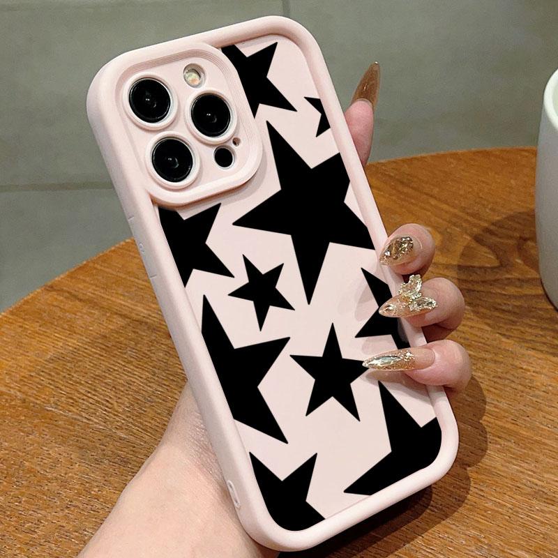 Černé hvězdicové pouzdro na telefon pro iPhone 17 Pro Max Pouzdra iPhone 16E 16 15 14 13 12 11 XS X XR 7 8 Plus 17 Air Měkký nárazníkový kryt